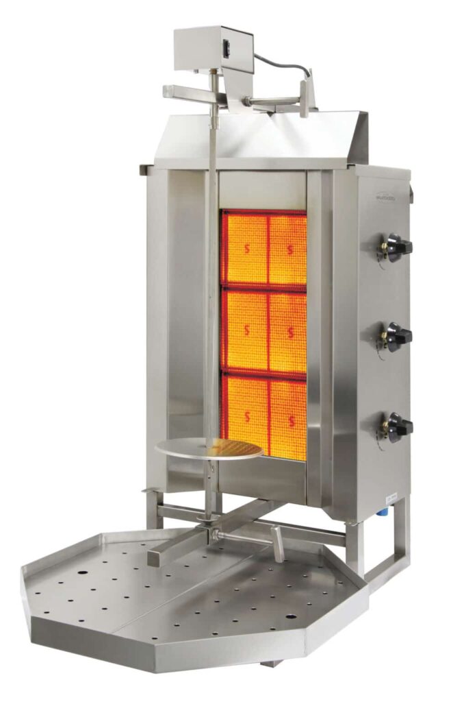 Eurodib VGB3 40 Kg. Natural Gas 3 Double Burners Vertical Broiler - 33,268 BTU